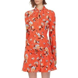 Self Portrait Botanical Printed Crepe Mini Dress Sz US6 UK10